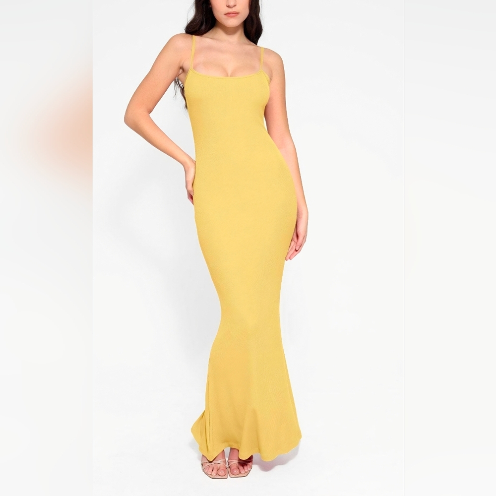 Excellent - Popilush Shapewear Dress Modal Slimming Maxi Slip Dress Yellow XS